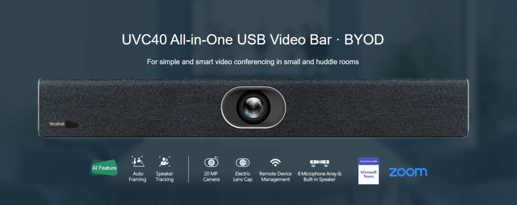 camera hội nghị truyền hình all-in-one chuyên nghiệp và tiện lợi cho phòng họp nhỏ yealink uvc40