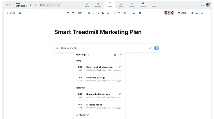 AI Companion có thể đưa tóm tắt cuộc họp trực tiếp vào Zoom Docs để giúp bạn thực hiện cuộc họp hiệu quả hơn.