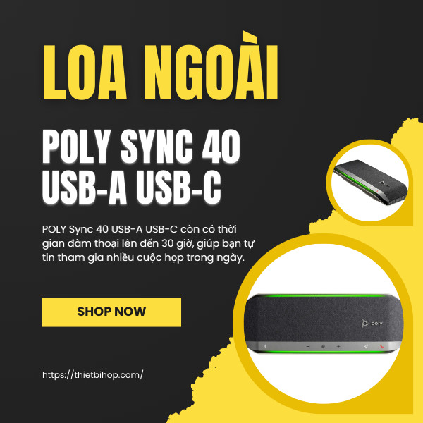 loa ngoài poly sync 40 usb-a usb-c dễ dàng kết nối với thiết bị phù hợp nhất với cuộc họp