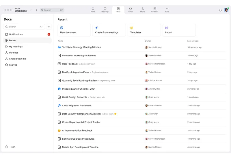Xem các tài liệu bạn đã tạo và cộng tác, rồi bắt đầu một tài liệu mới từ trang chủ Tài liệu