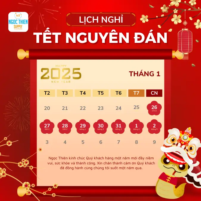 lịch nghỉ tết nguyên đán 2025 của ngọc thiên