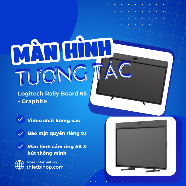 màn hình tương tác logitech rally board 65 inch màu graphite
