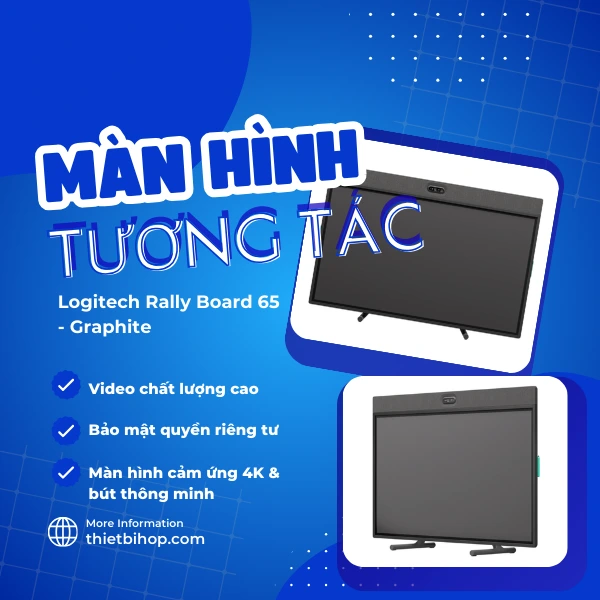 màn hình tương tác logitech rally board 65 inch màu graphite