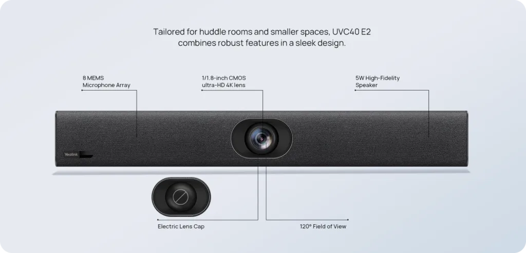 thiết kế tất cả trong một của camera hội nghị Yealink UVC40 E2