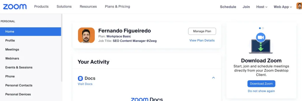 đăng nhập vào trang web zoom