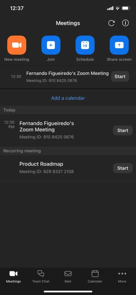 chọn vào nút lên lịch cuộc họp trong ứng dụng Zoom