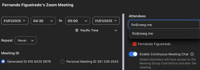 chọn người mà bạn muốn mời tham gia vào cuộc họp