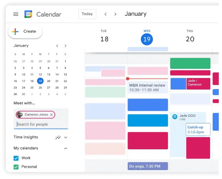 tính năng lên lịch cuộc họp trong google meet