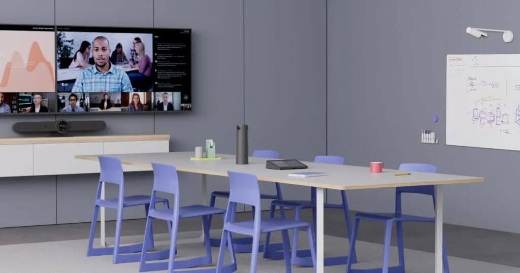 logitech rally bar là camera kép độ phân giải cao với chế độ đóng khung thông minh