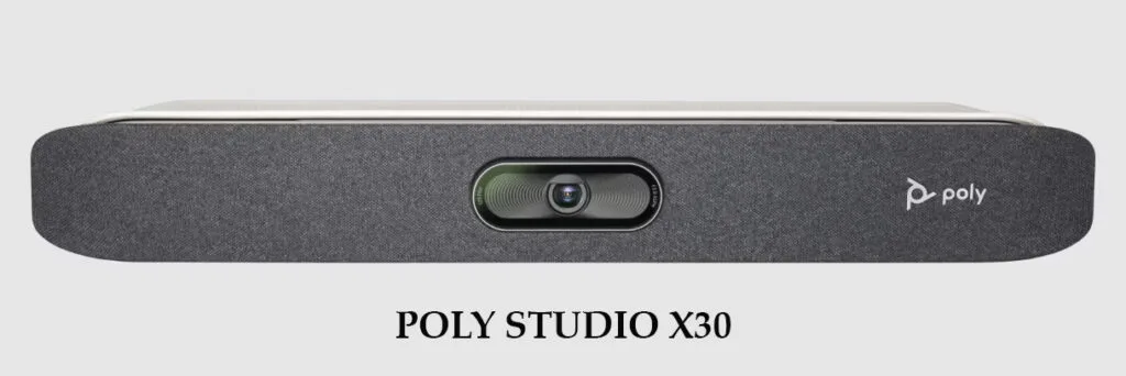 poly studio x30 có Tthiết kế nhỏ gọn, tích hợp loa và micro