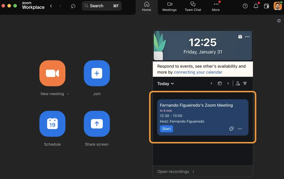 lựa chọn cuộc họp mà bạn đã lên lịch