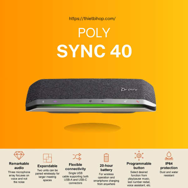 loa ngoài poly sync 40 dành cho phòng họp nhỏ & Không gian làm việc linh hoạt