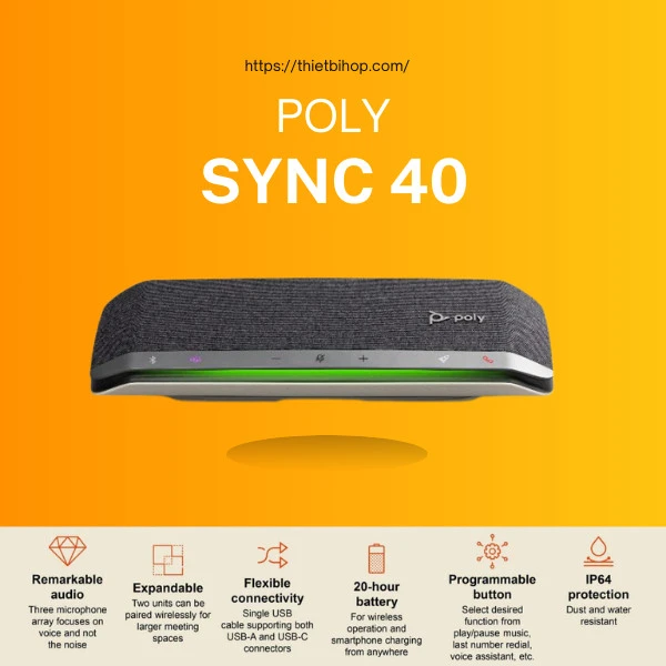 loa ngoài poly sync 40 dành cho phòng họp nhỏ & Không gian làm việc linh hoạt