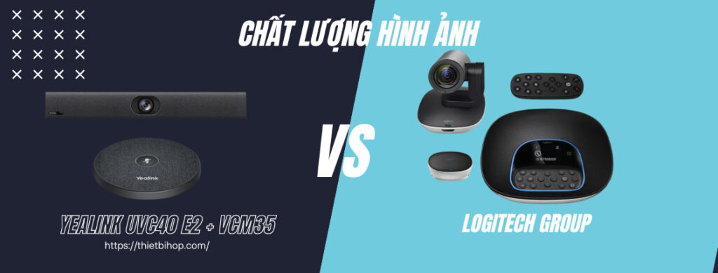 so sánh chất lượng hình ảnh Yealink UVC40 E2 + VCM35 vs Logitech Group