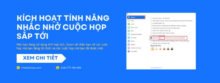 kích hoạt tính năng nhắc nhở cuộc họp sắp tới