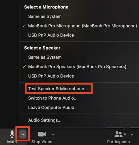 kiểm tra loa và micro trong macos