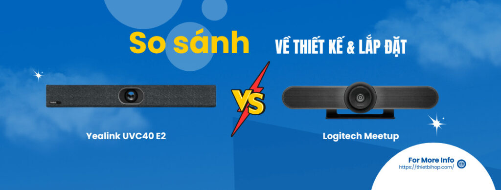 so sánh thiết kế và lắp đặt của Yealink UVC40 E2 vs Logitech MeetUp