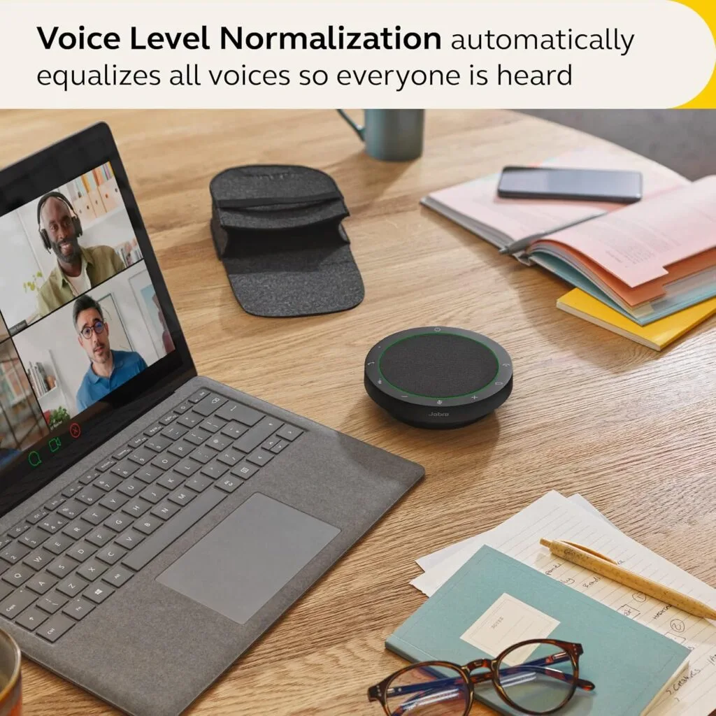 tính năng Voice Level Normalization của jabra speak2 55 tự động điều chỉnh âm lượng giọng nói để đồng đều