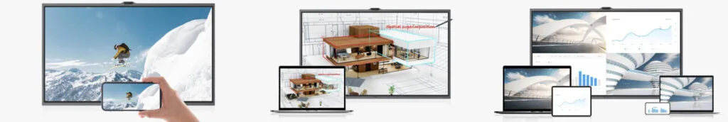 MAXHUB V6530 có khả năng chia sẻ nội dung từ điện thoại, máy tính bảng hoặc laptop lên màn hình chỉ trong vài giây