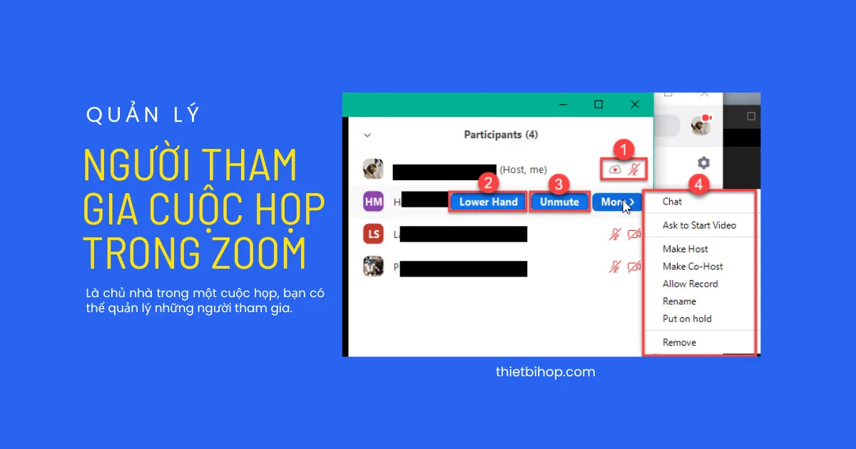 quản lý người tham gia cuộc họp với tư cách chủ nhà trong zoom