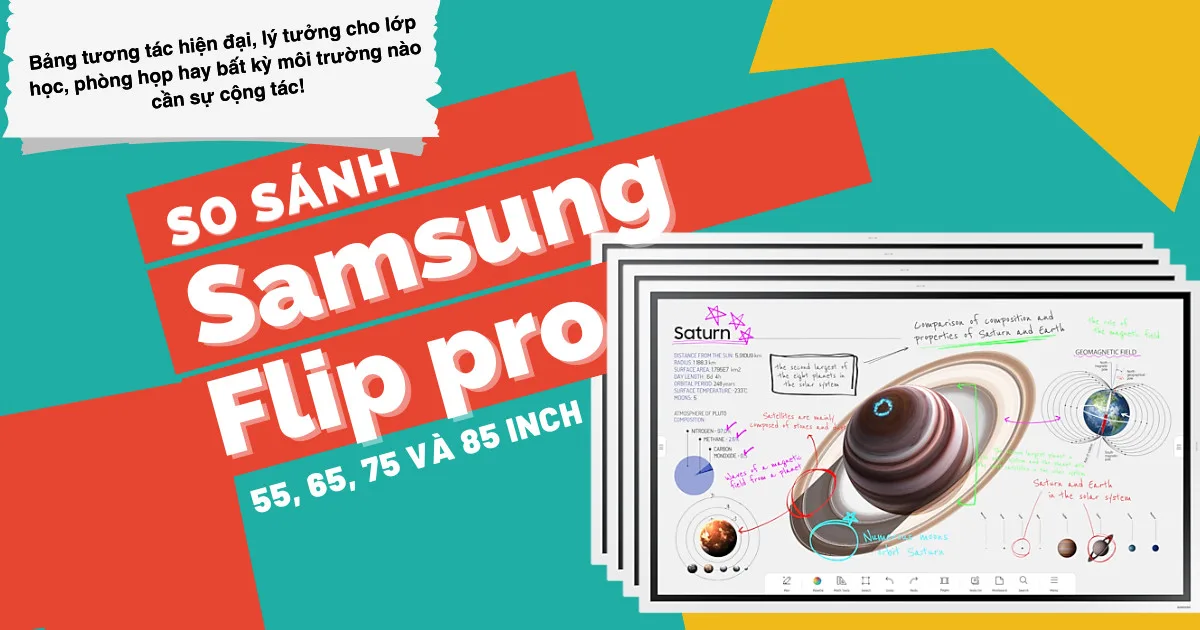 so sánh dòng samsung flip pro: 55, 65, 75 và 85 inch