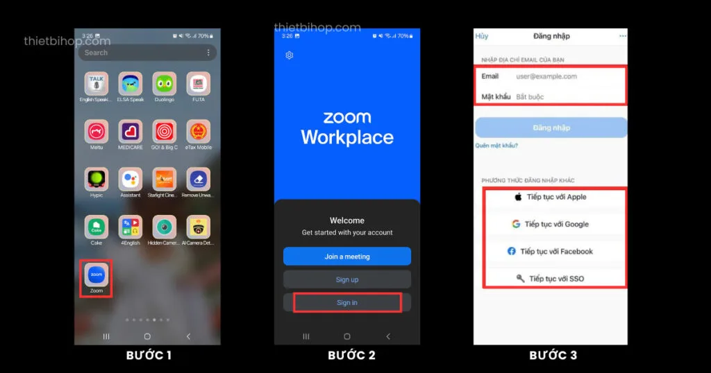 hướng dẫn cách đăng nhập zoom trên điện thoại Android