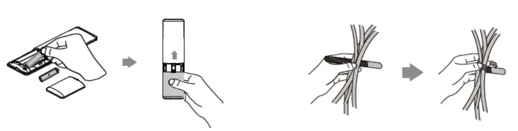 cài đặt điều khiển từ xa và buộc dây cáp