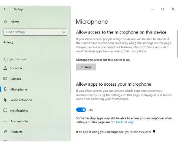 Cho phép ứng dụng truy cập micrô của bạn