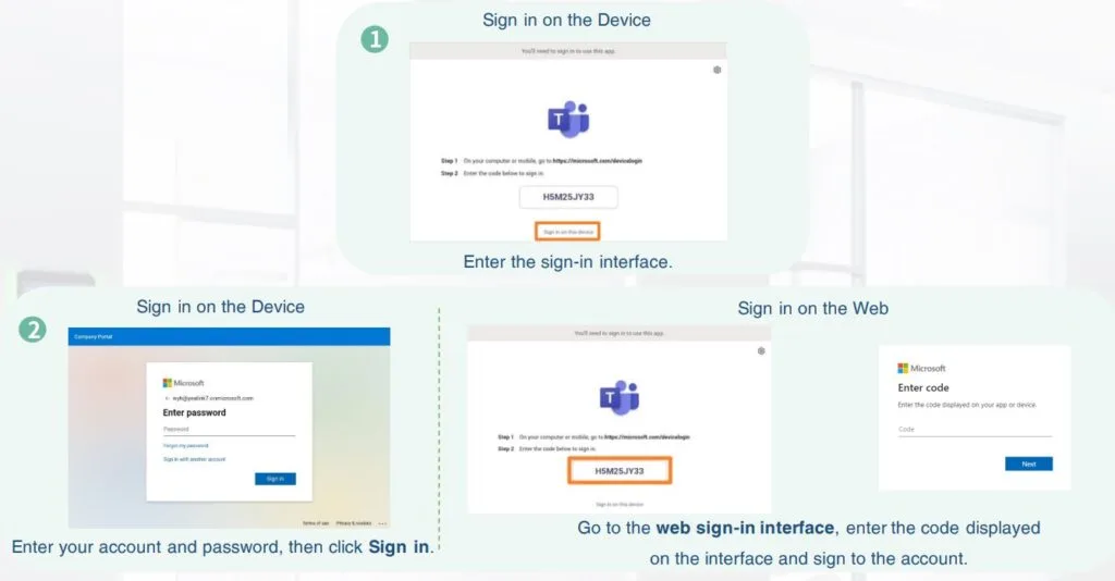 Yealink RoomPanel đăng nhập trên Microsoft Teams
