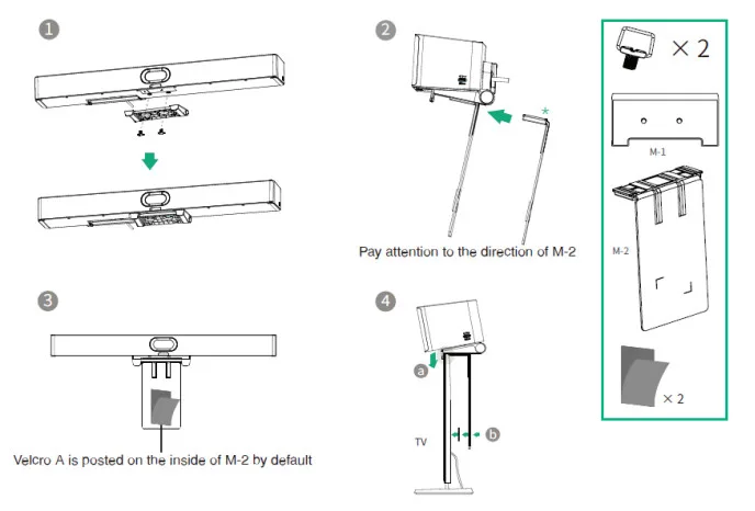 hướng dẫn Gắn a40 phía trên TV hoặc màn hình hiển thị