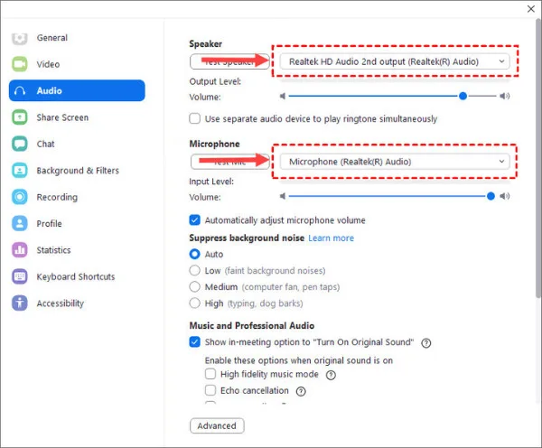 Kiểm tra loa và micro