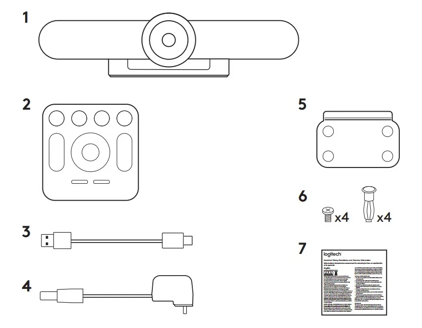 trong hộp camera hội nghị logitech meetup có gì