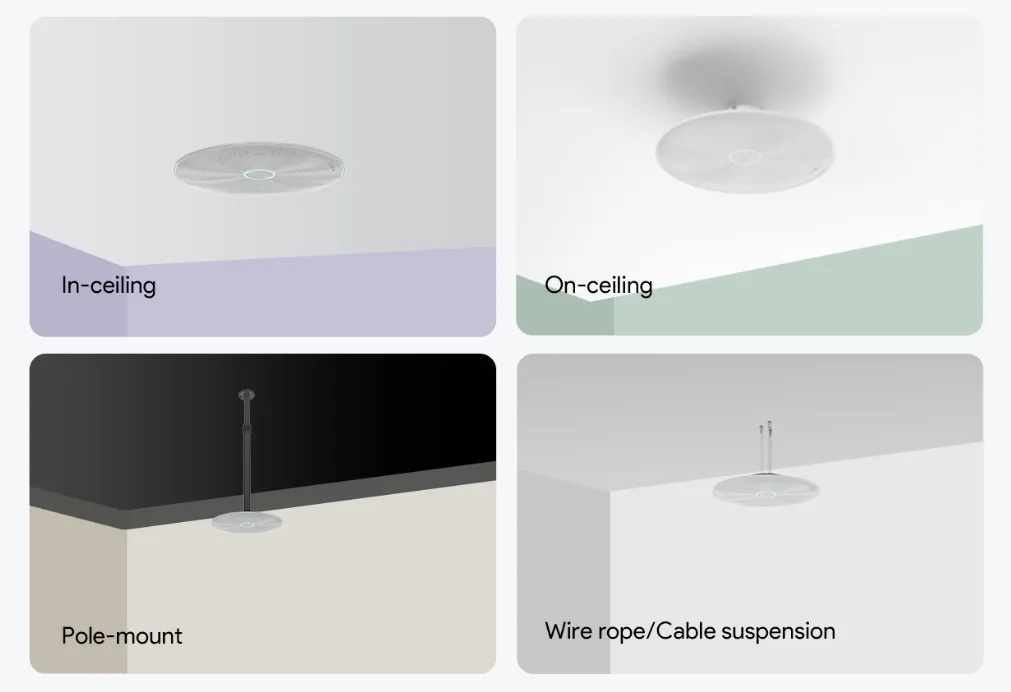 Micro hội nghị yealink trần AI Beamforming cho phòng họp vừa Yealink CM20