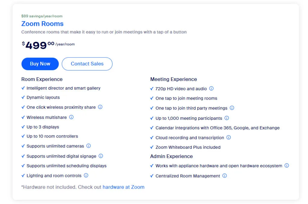 giá gói zoom rooms/ năm