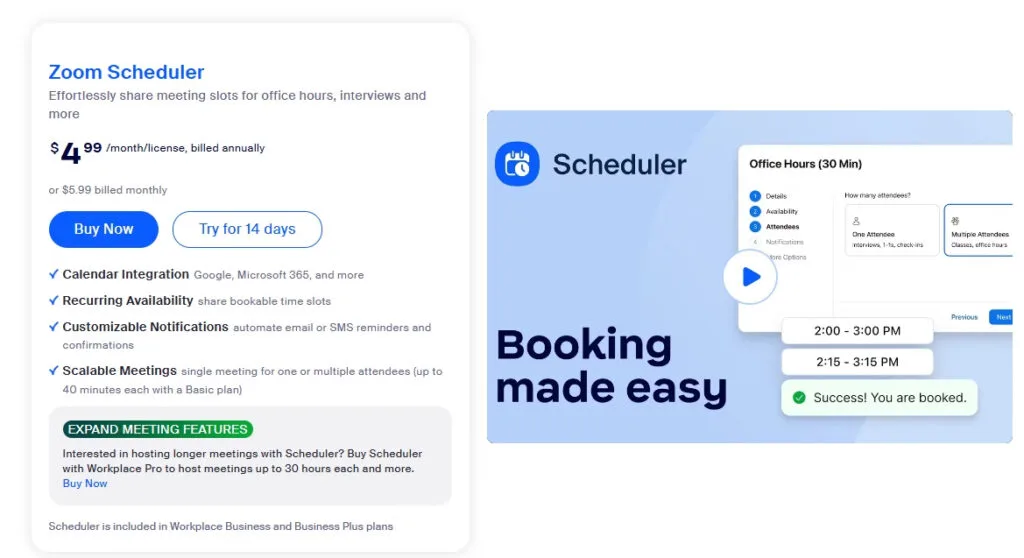 giá các gói zoom scheduler