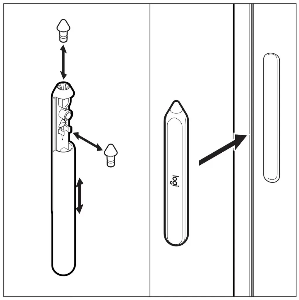 mỗi bút stylus có một đầu bút dự phòng ở bên trong