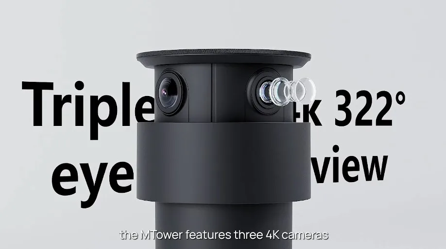 yealink mtower trang bị hệ thống 3 camera với trường nhìn lên tới 322°