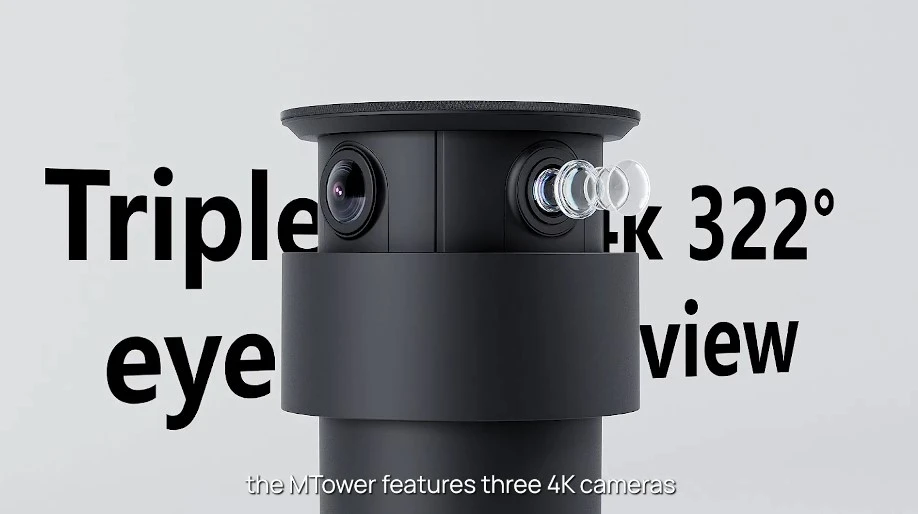 yealink mtower trang bị hệ thống 3 camera với trường nhìn lên tới 322°