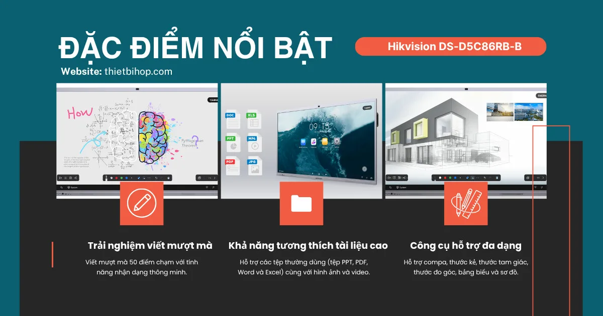 màn hình tương tác 4k Hikvision DS-D5C86RB/B có đặc điểm gì