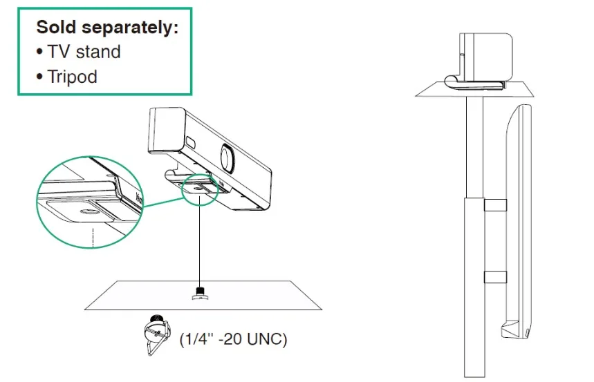 cài đặt yealink meetingbar a10 gắn vào chân đế tv hoặc tripod