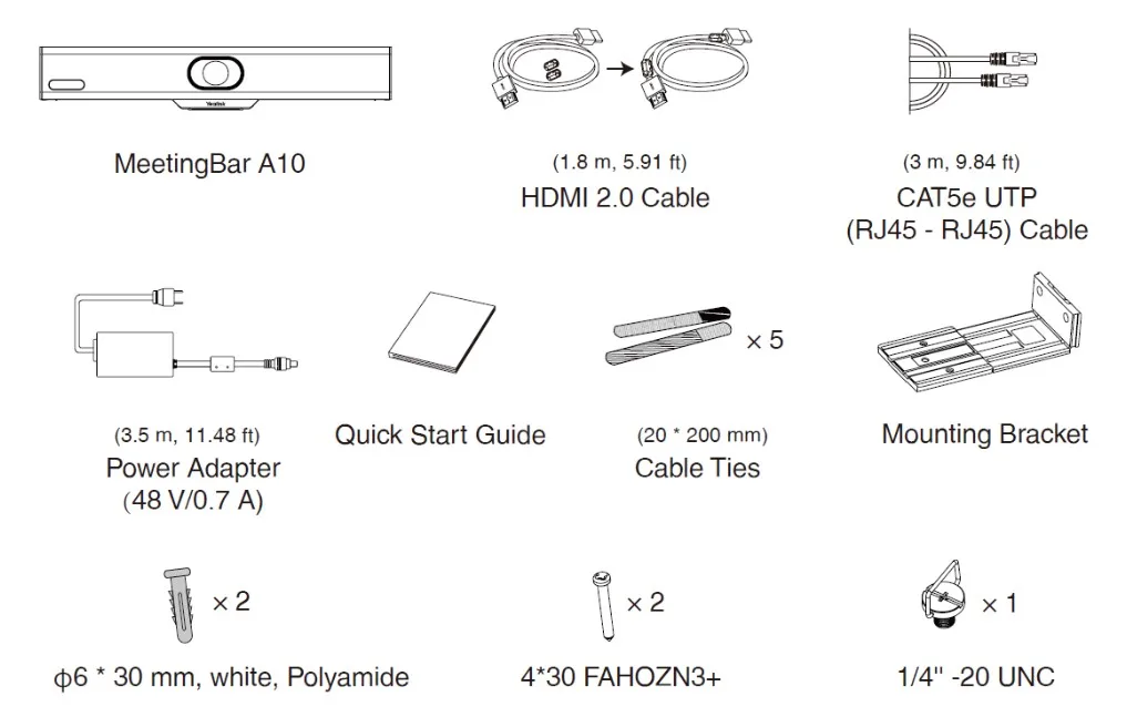 hộp yealink meetingbar a10 bao gồm những gì