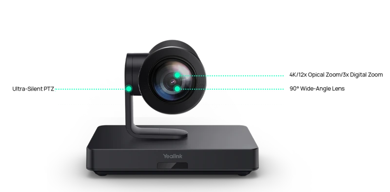 Yealink UVC85 sở hữu Ống kính góc rộng 90° bao quát không gian phòng họp từ vừa đến lớn