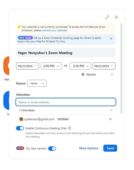 truy cập Zoom Scheduler