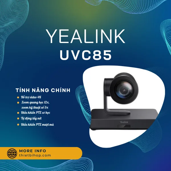 Yealink UVC85 mang đến chất lượng hình ảnh sắc nét, màu sắc chân thực