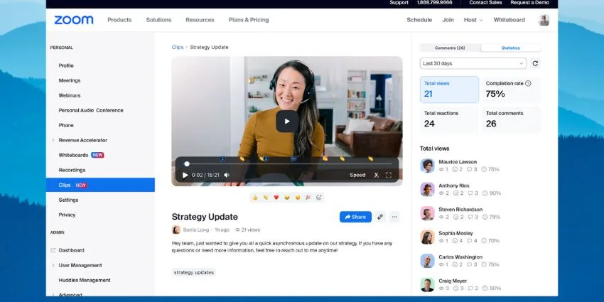 Zoom Clips là tính năng nằm trong hệ sinh thái Zoom Workplace