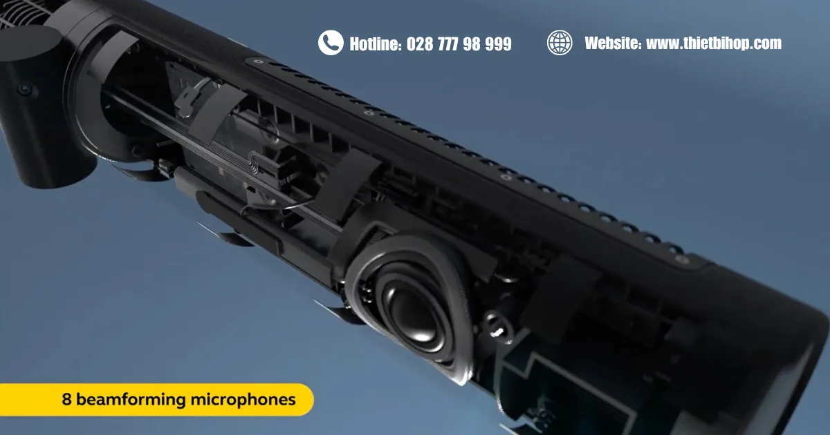 Âm thanh chất lượng phòng thu – 8 mic beamforming và 4 loa tích hợp
