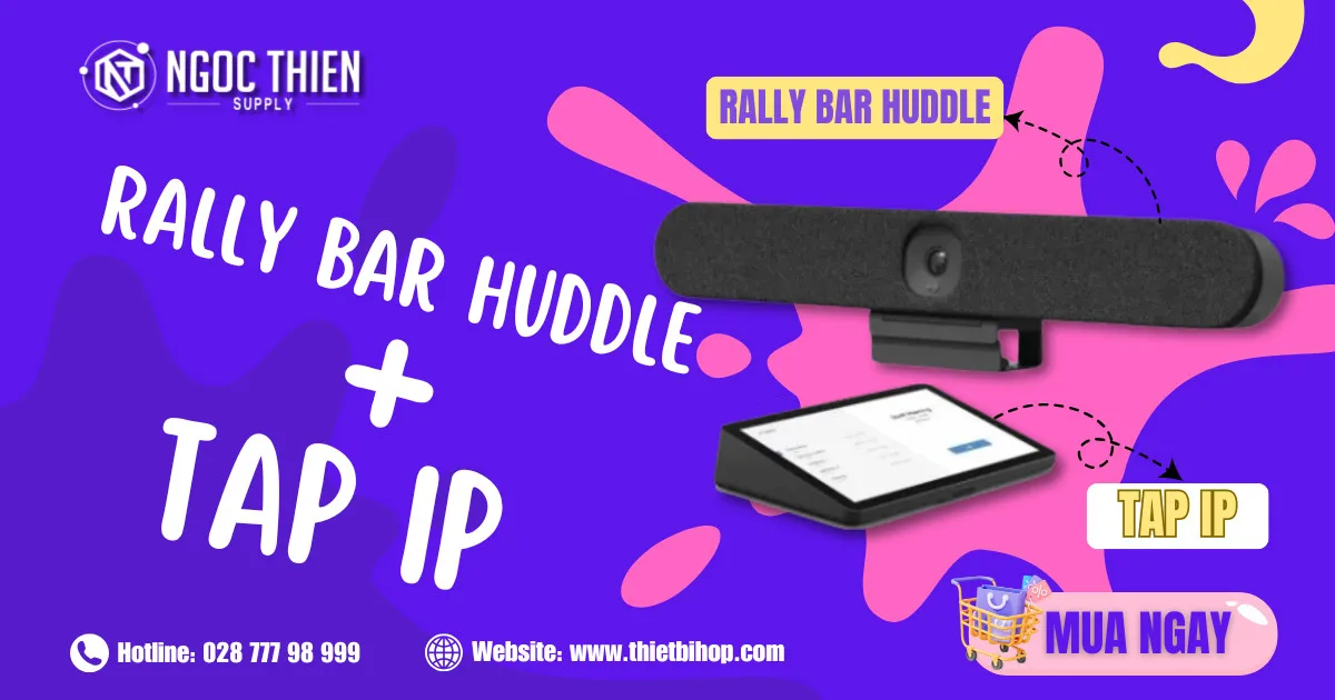 Bộ giải pháp hội nghị thông minh Logitech Rally Bar Huddle + Tap IP