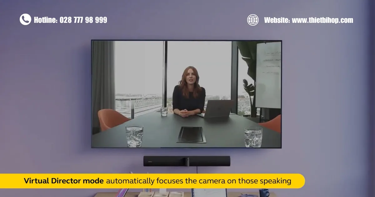 Tính năng Virtual Director sử dụng AI để tự động nhận diện và chuyển khung hình đến người đang nói