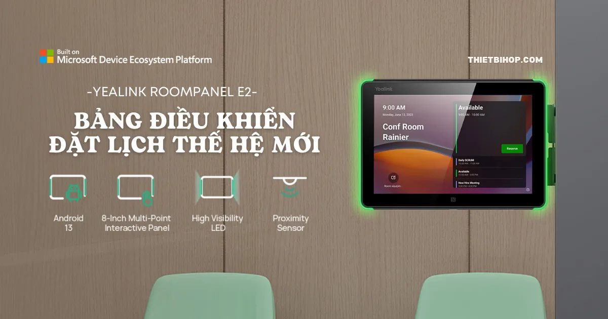 bảng điều khiển đặt lịch thế hệ mới yealink roompanel e2