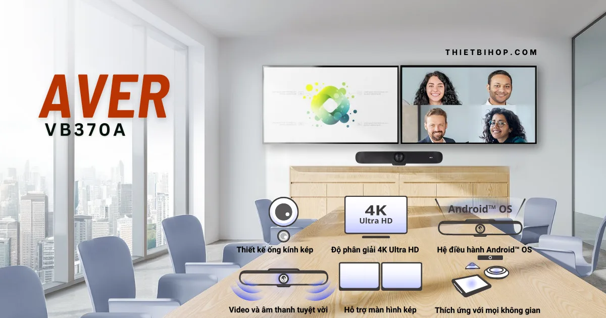 AVer VB370A là Video bar 4K kép tối ưu cho Zoom Rooms